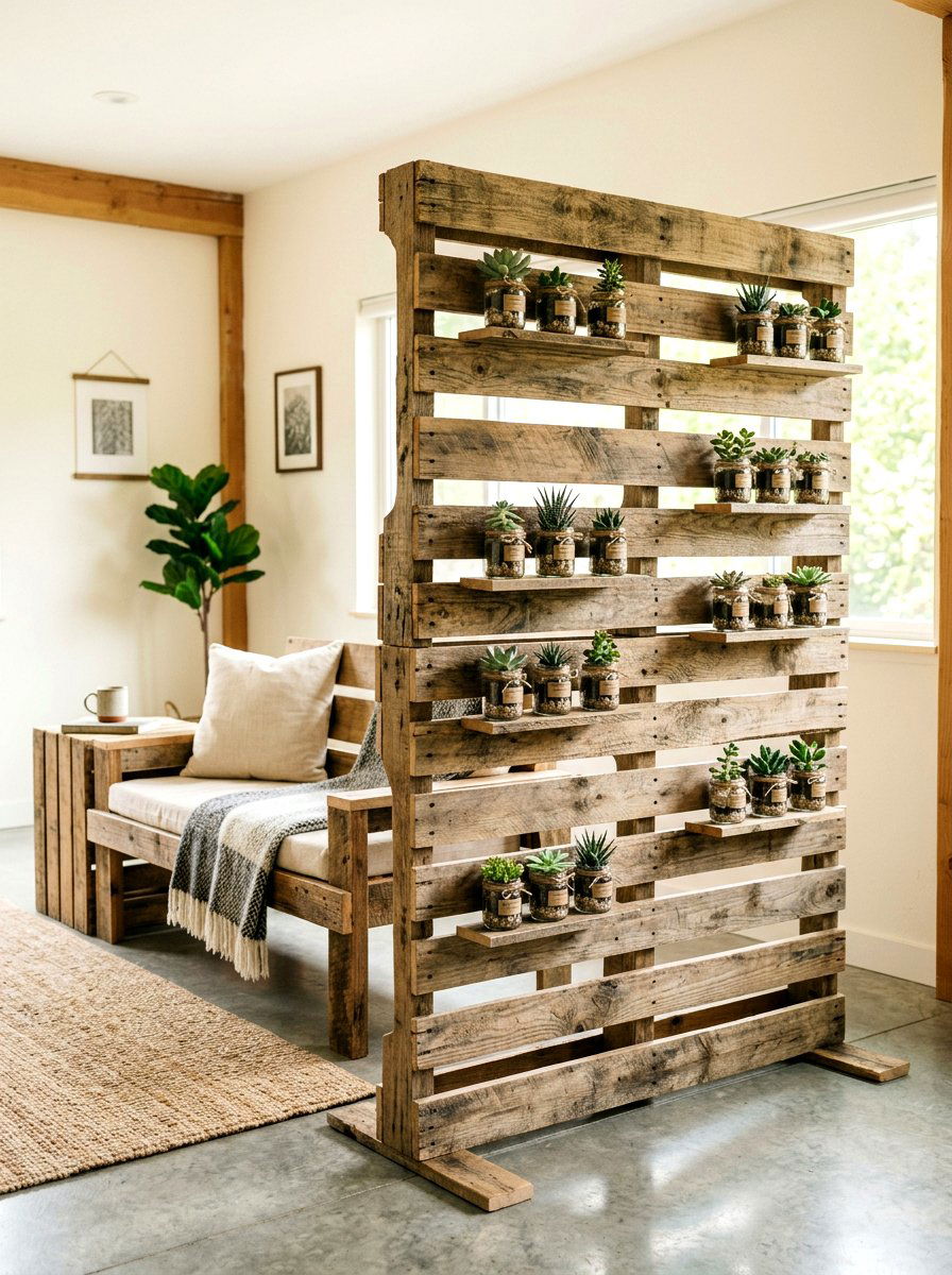 Pallet wood screen - 25 Spring Balcony Privacy Screen Ideas