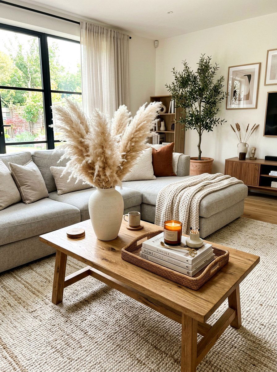Pampas Grass Coffee Table Styling - 25 Spring Dried Pampas Grass Ideas