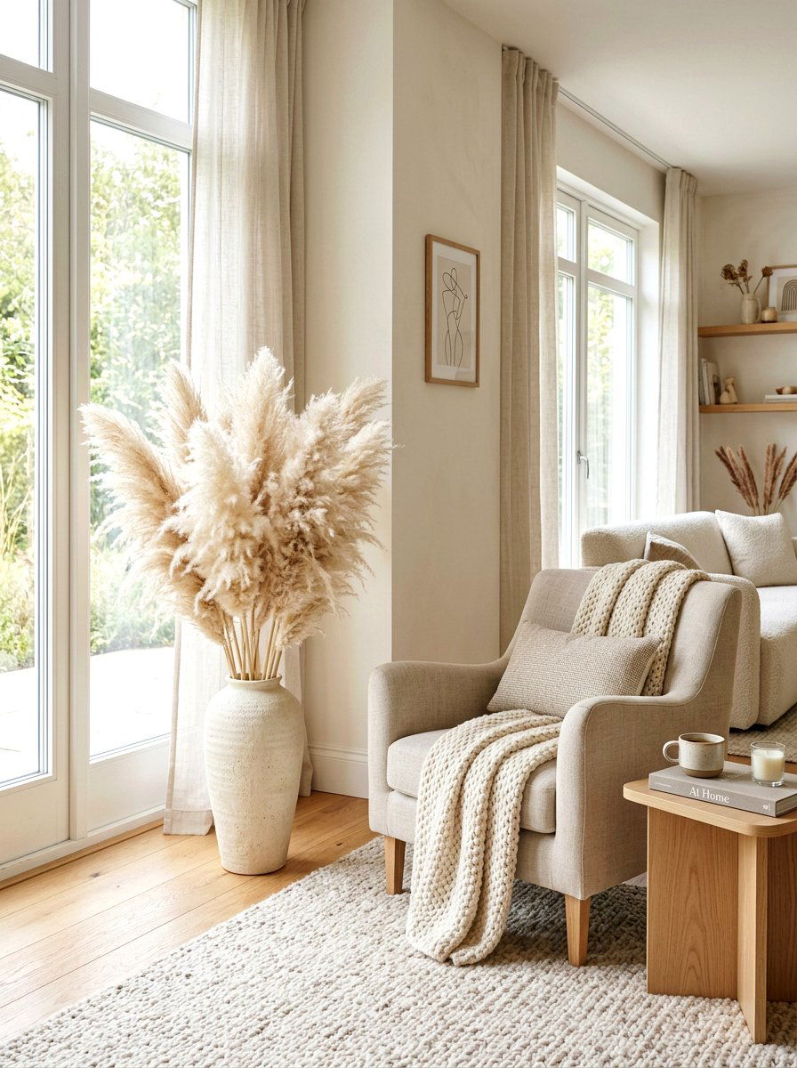 Pampas Grass Floor Vase - 25 Spring Dried Flower Arrangement Ideas