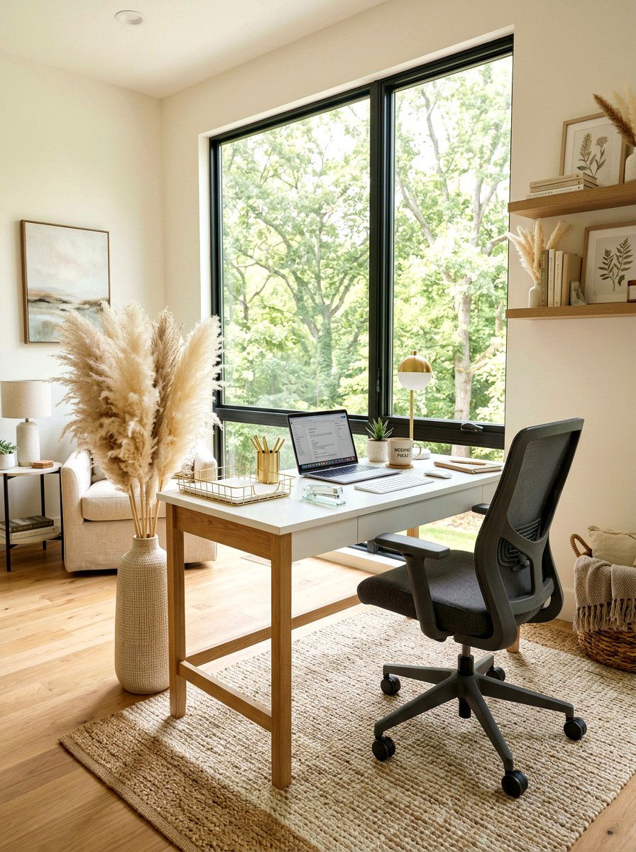 Pampas Grass Home Office Decor - 25 Spring Dried Pampas Grass Ideas