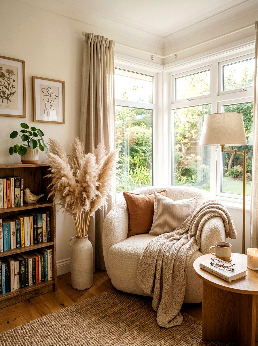 Pampas Grass Reading Nook - 25 Spring Dried Pampas Grass Ideas
