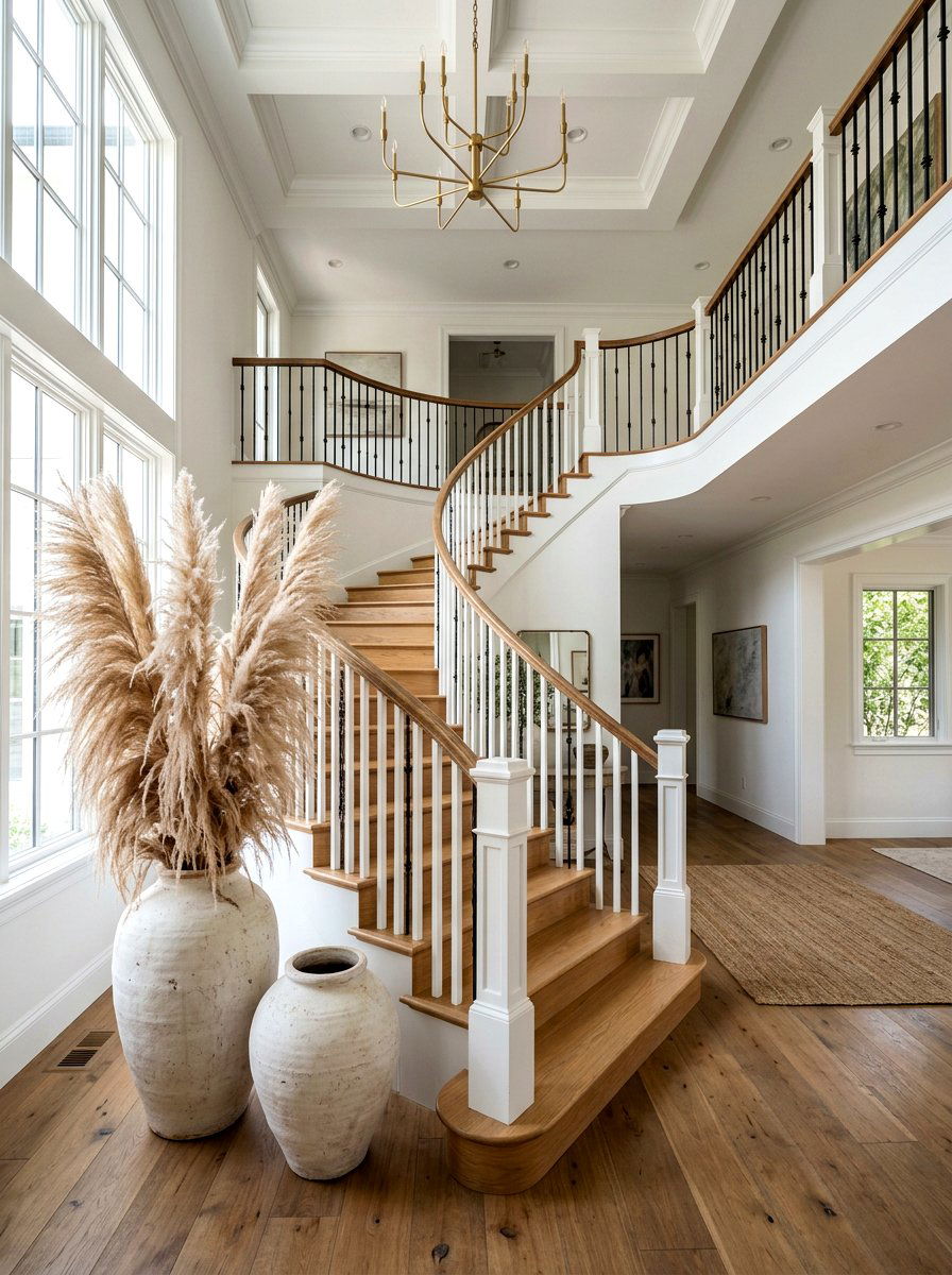 Pampas Grass Staircase Decor - 25 Spring Dried Pampas Grass Ideas
