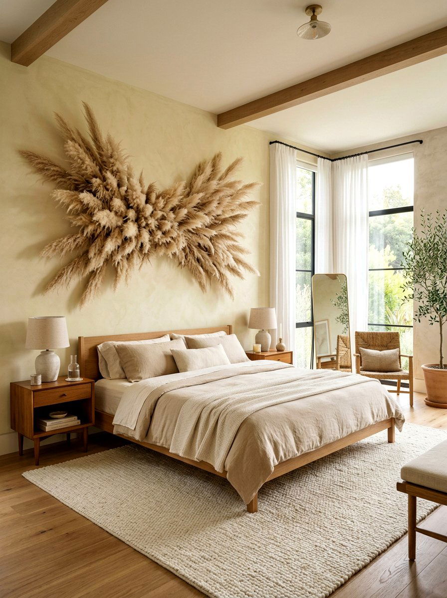 Pampas Grass Wall Installation - 25 Spring Dried Pampas Grass Ideas