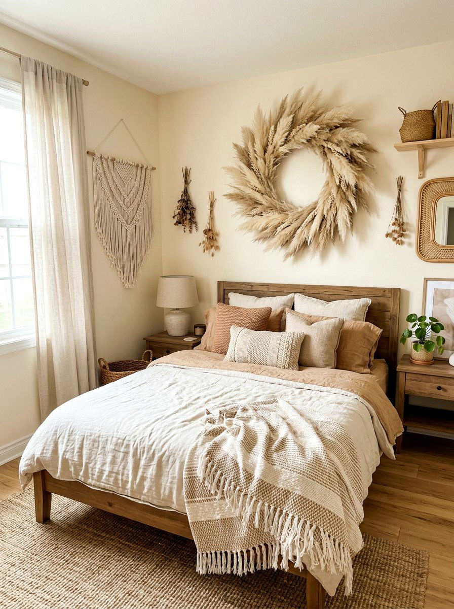 Pampas Grass Wreath - 25 Spring Dried Floral Wreath Ideas