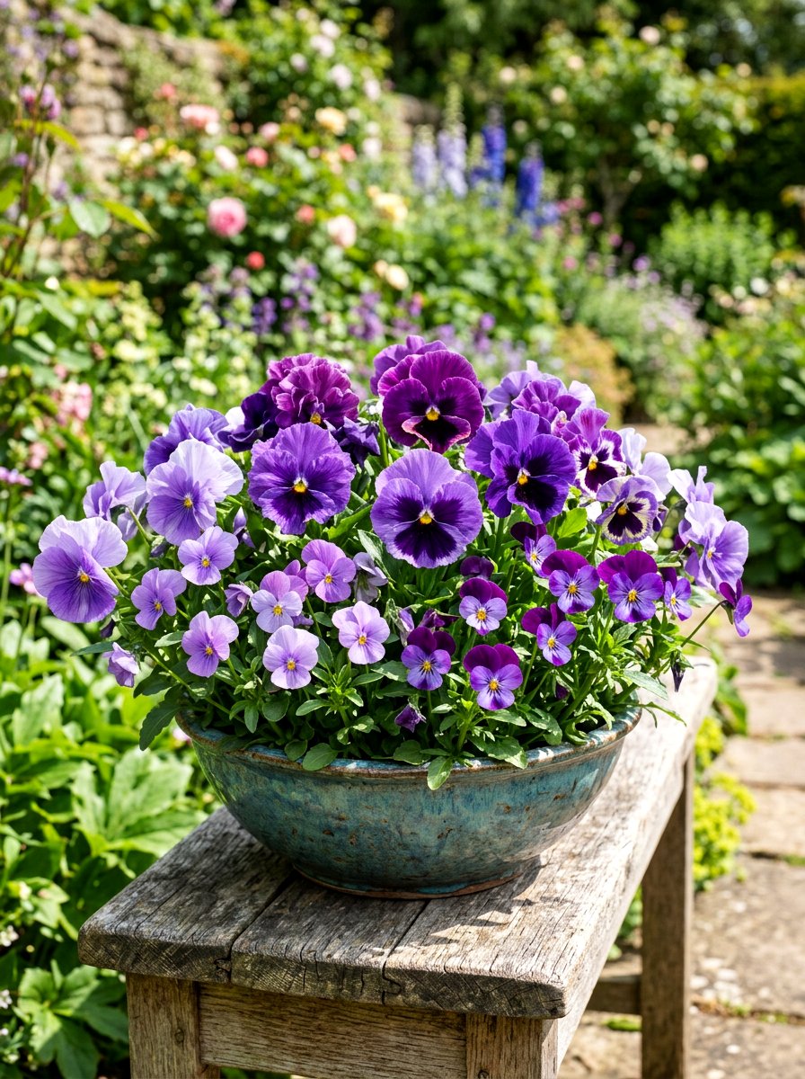 Pansy And Viola Mixed Pot - 25 Spring Pansy Planter Ideas