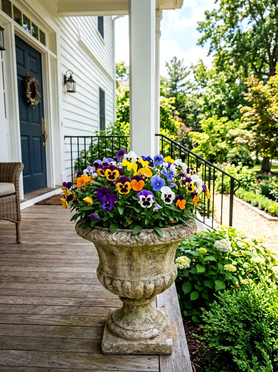 Pansy And Viola Pot - 25 Spring Flower Garden Ideas