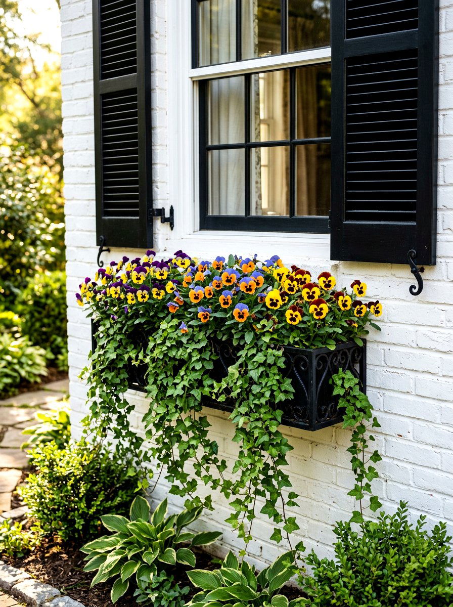 Pansy Window Box - 25 Spring Flower Arrangement Ideas