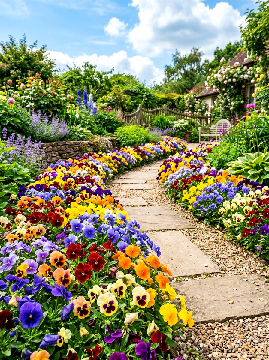 Pansy and Viola Border - 25 Spring Flower Border Ideas