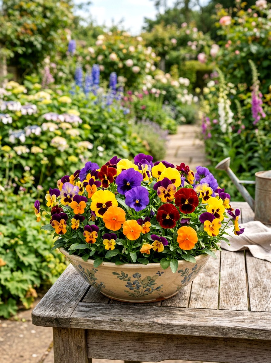 Pansy and viola pot - 25 Spring Garden Pot Ideas