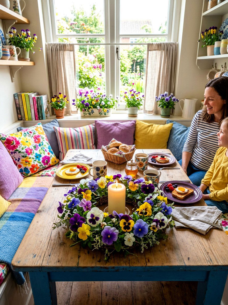 Pansy candle ring - 25 Spring Candle Ring Ideas