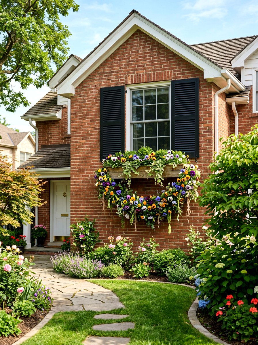 Pansy window box garland - 25 Spring Flower Garland Ideas