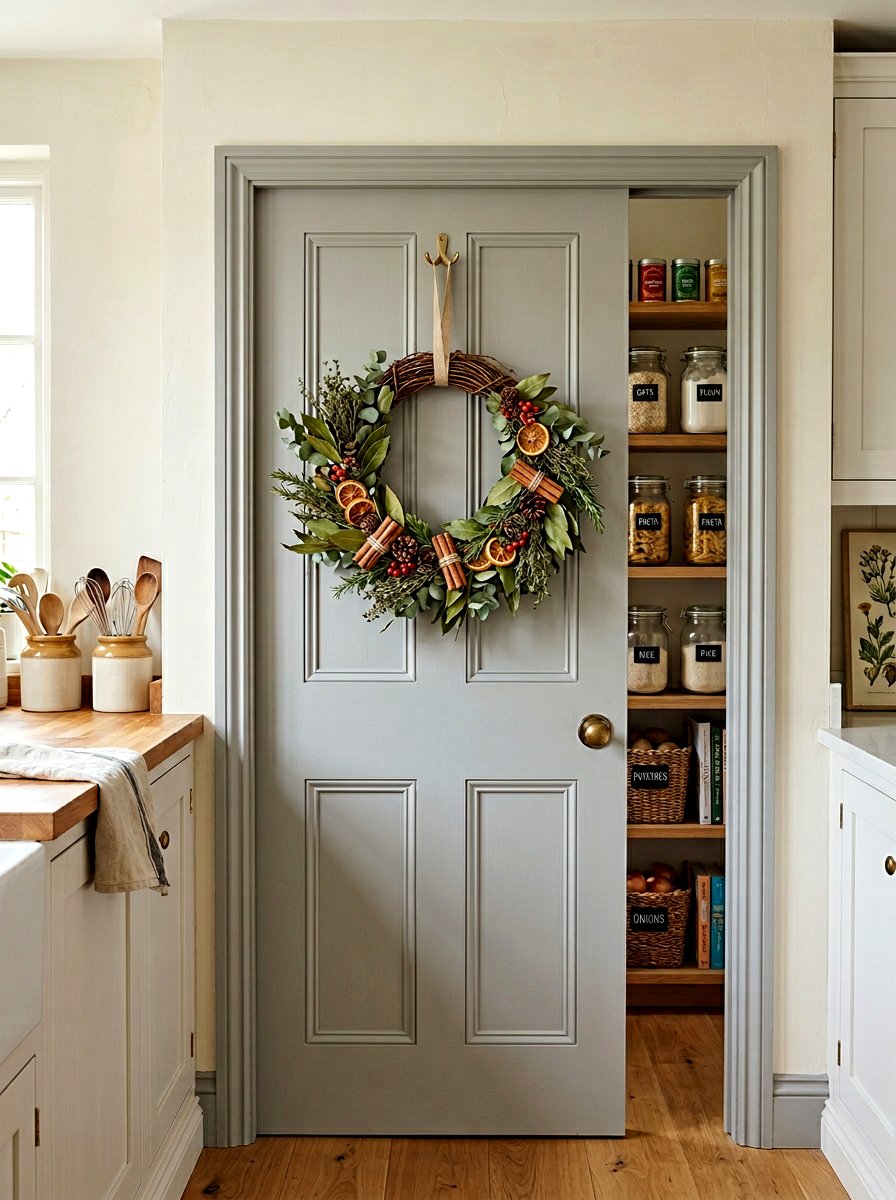 Pantry Door Wreath - 25 Spring Herb Wreath Ideas