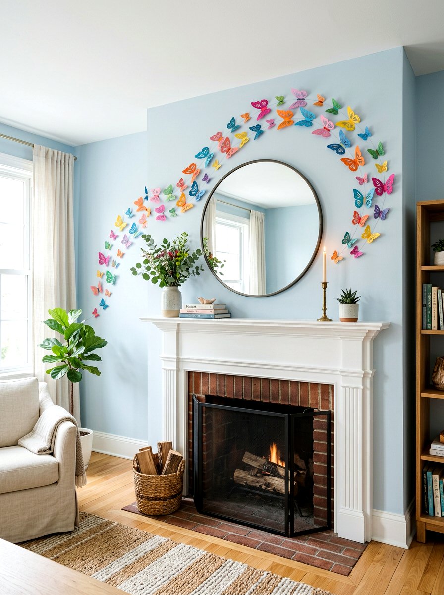 Paper Butterfly Garland - 25 Spring Mantel Garland Ideas