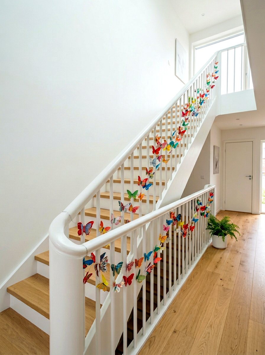 Paper Butterfly Garland - 25 Spring Banister Garland Ideas