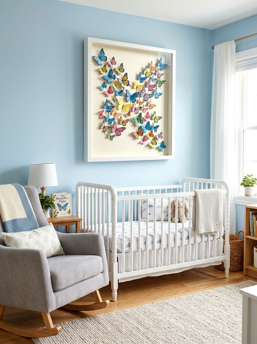 Paper Butterfly Wall Decor - 25 Spring Shadow Box Ideas