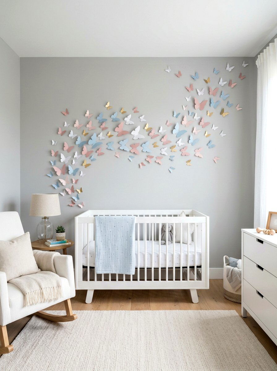 Paper Butterfly Wall - 25 Spring DIY Home Decor Ideas