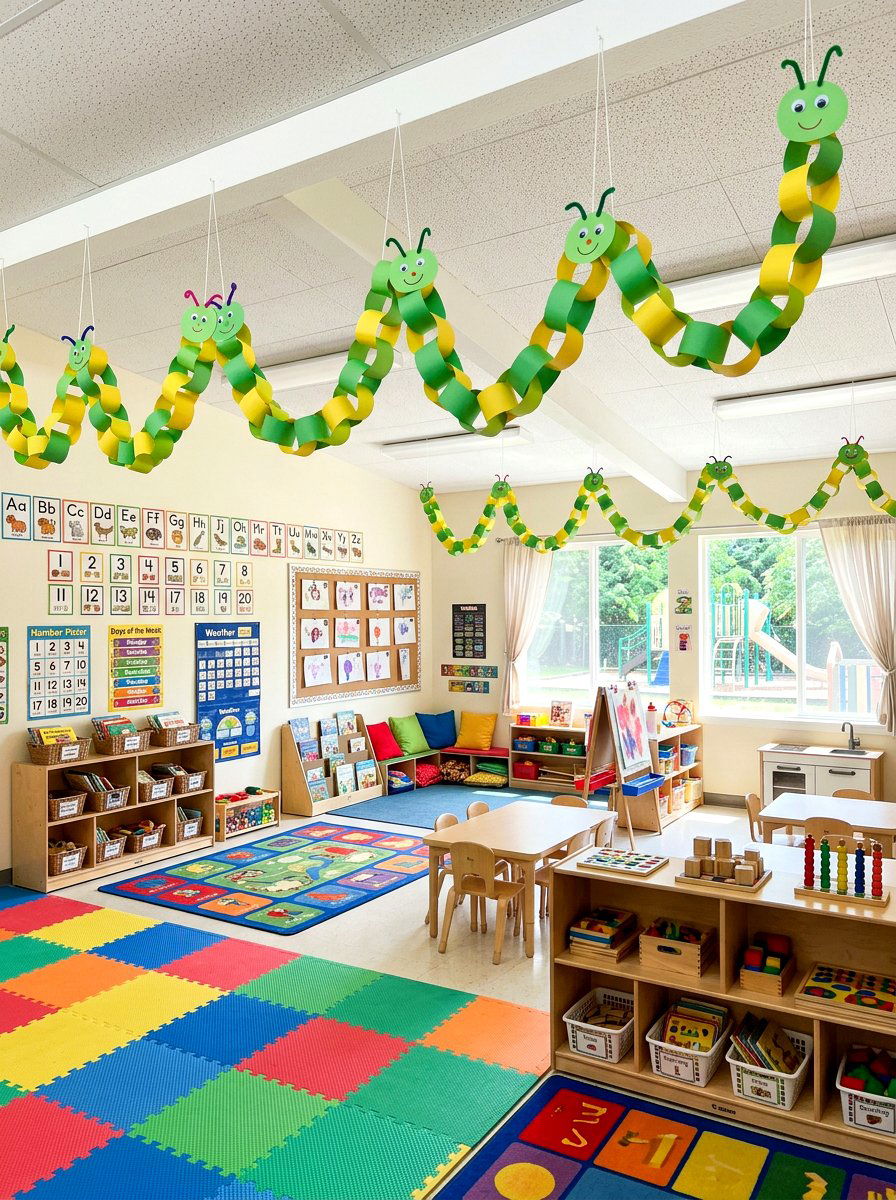 Paper Chain Caterpillar - 25 Spring Kids Craft Ideas