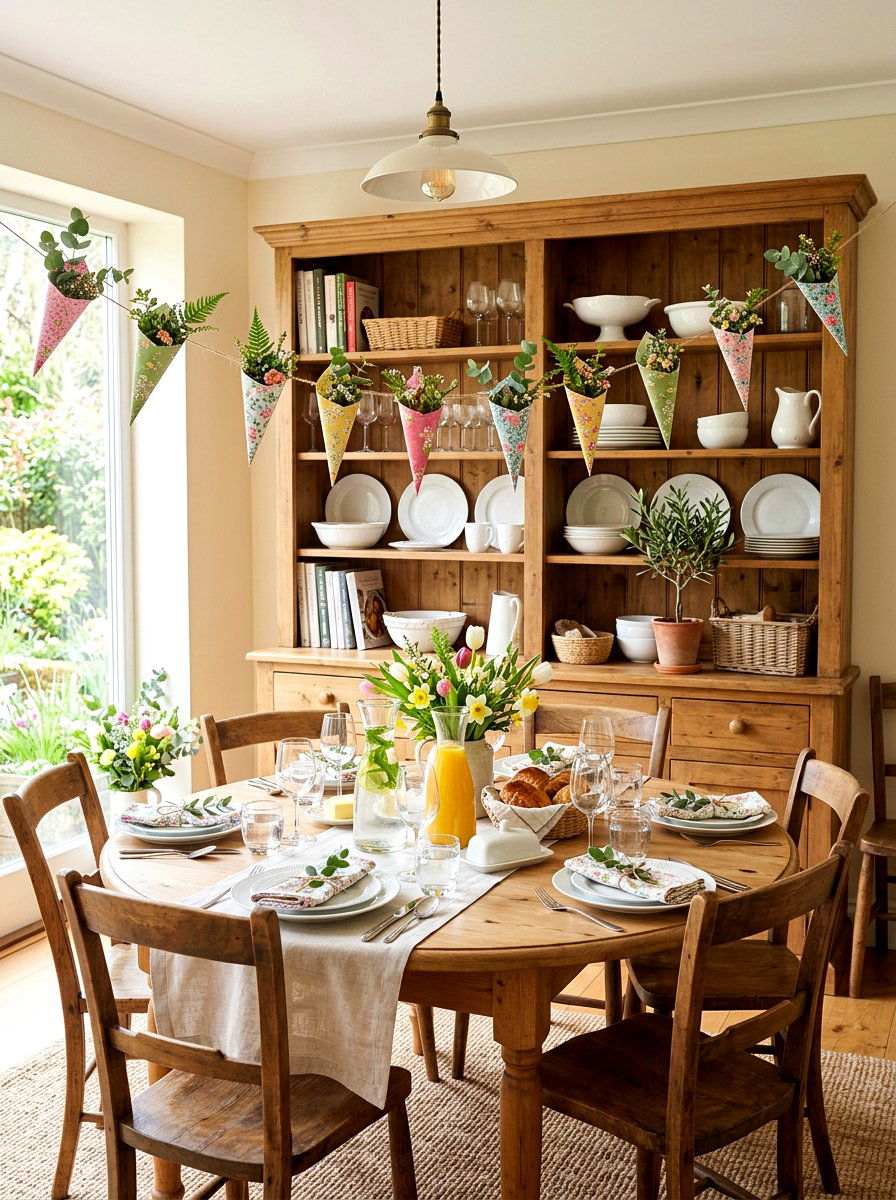 Paper Cone Flower Garland - 25 Spring DIY Garland Ideas