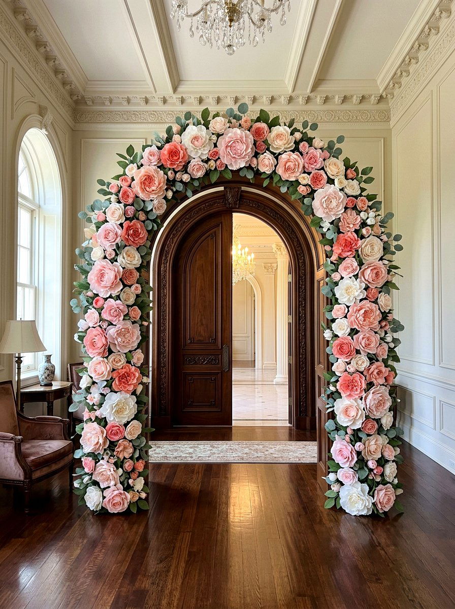 Paper Flower Arch - 25 Spring DIY Wall Art Ideas