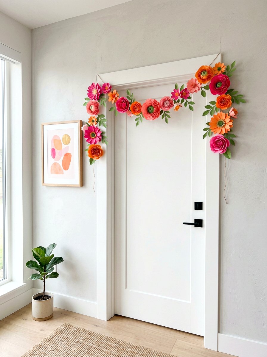Paper Flower Garland - 25 Spring Door Garland Ideas