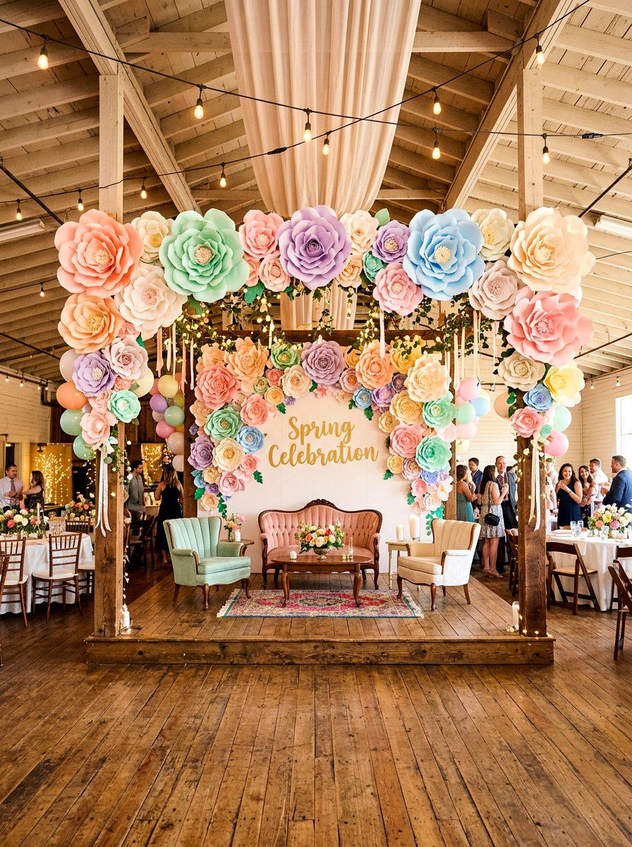 Paper Flower Streamer - 25 Spring Wedding Garland Ideas