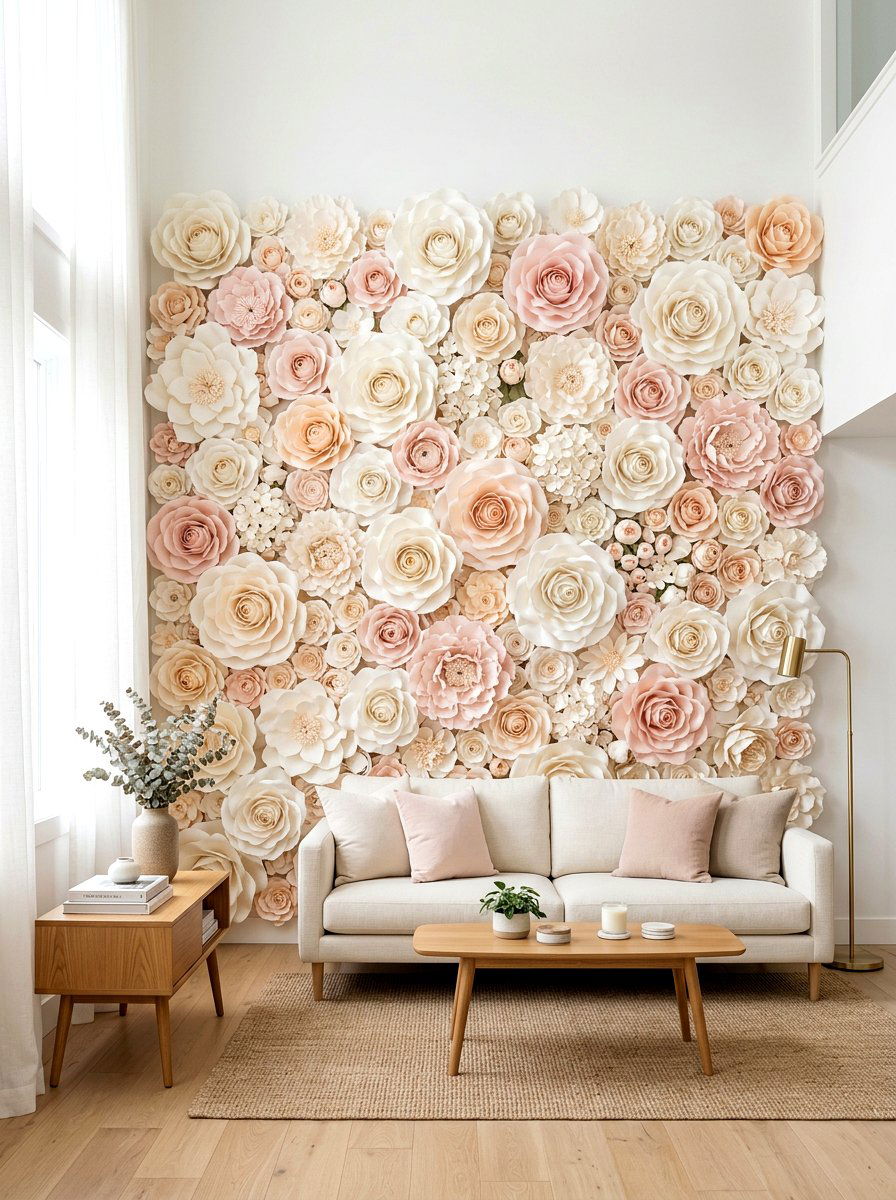 Paper Flower Wall - 25 Spring Sprinkle Party Decor Ideas