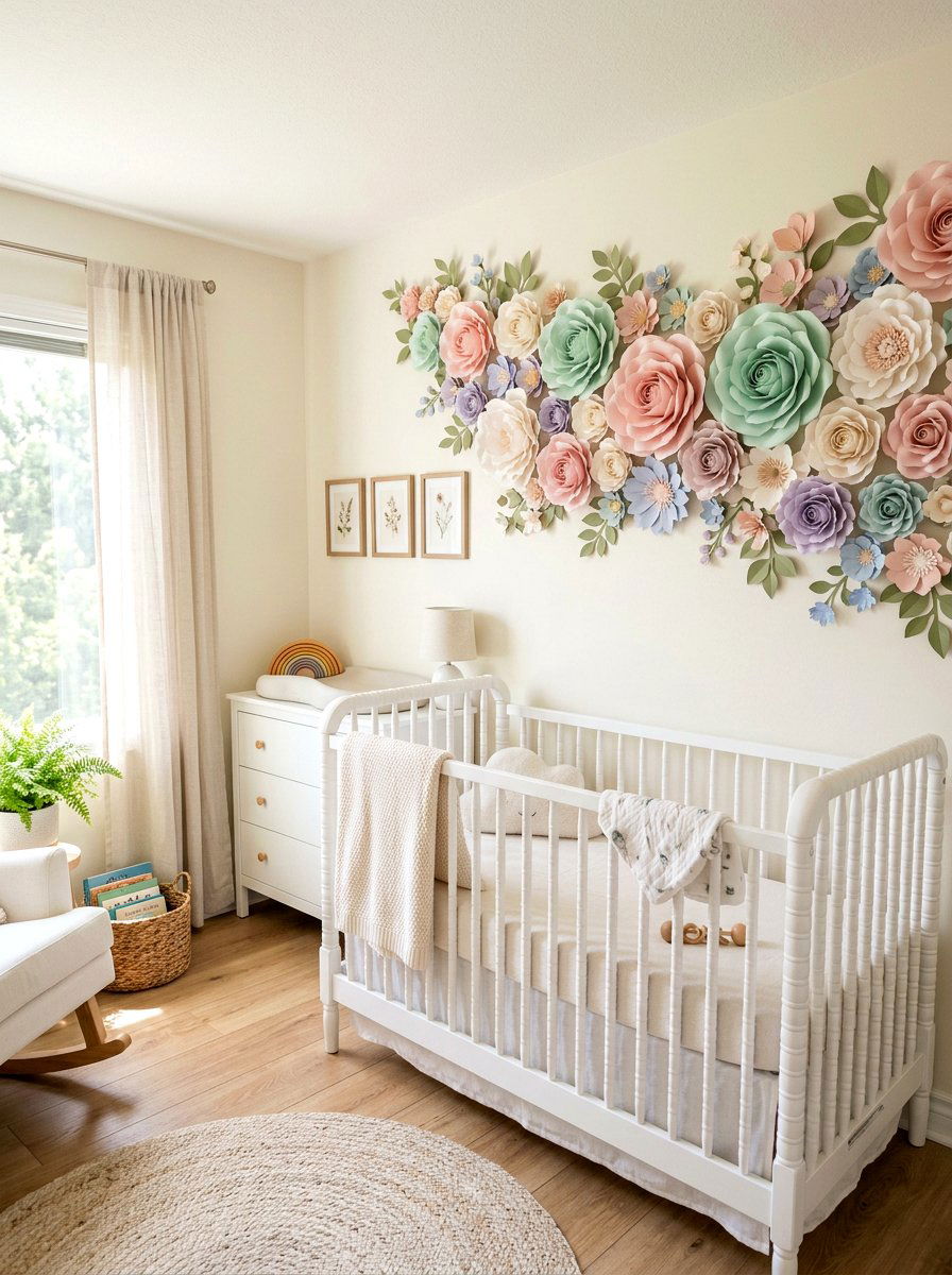 Paper Flower Wall - 25 Spring Garland Ideas