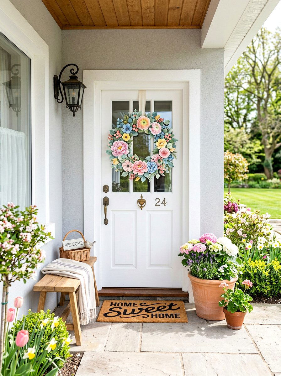 Paper Flower Watercolor Wreath - 25 Spring Watercolor Decor Ideas