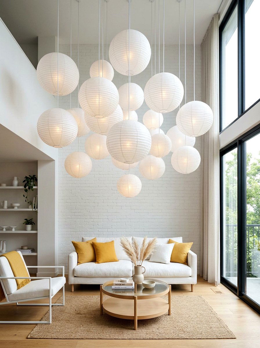 Paper Lantern Arrangement - 25 Spring Porch Ceiling Decor Ideas