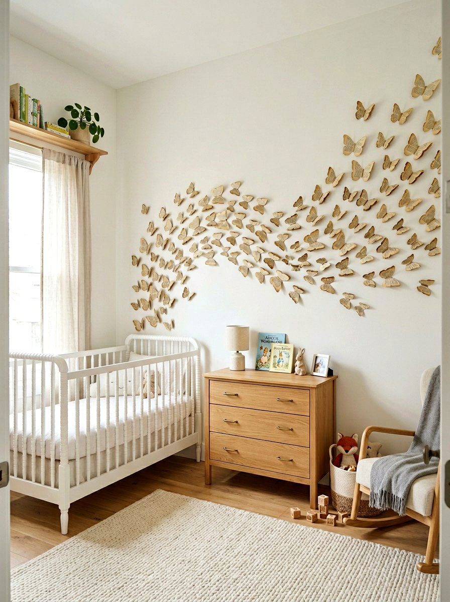 Paper butterflies wall decor - 25 Spring Free Decor Ideas