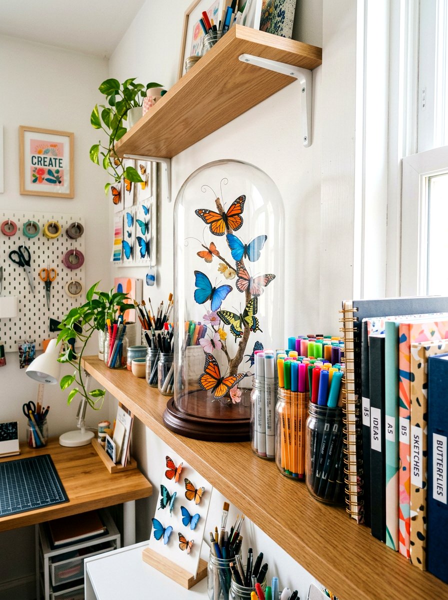 Paper butterfly cloche - 25 Spring Bell Jar Decor Ideas