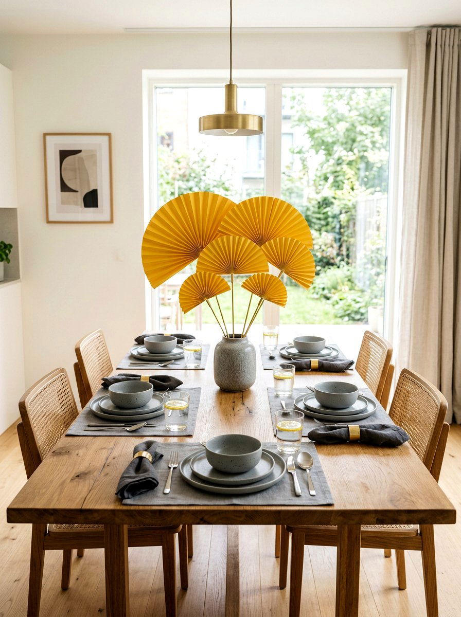 Paper fan table centerpiece - 25 Spring Paper Fan Decor Ideas