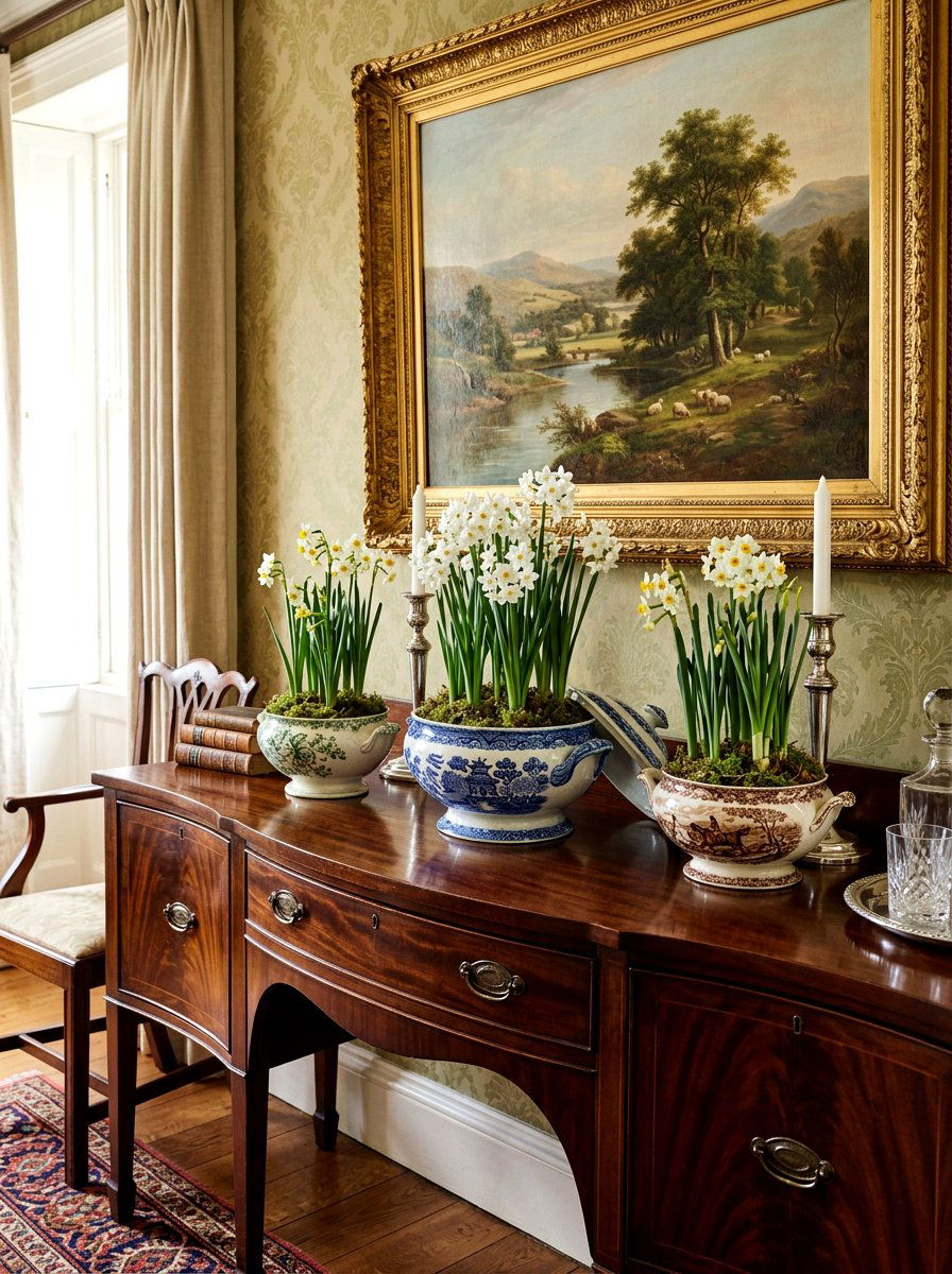 Paperwhites In Antique Soup Tureens - 25 Spring Paperwhite Ideas