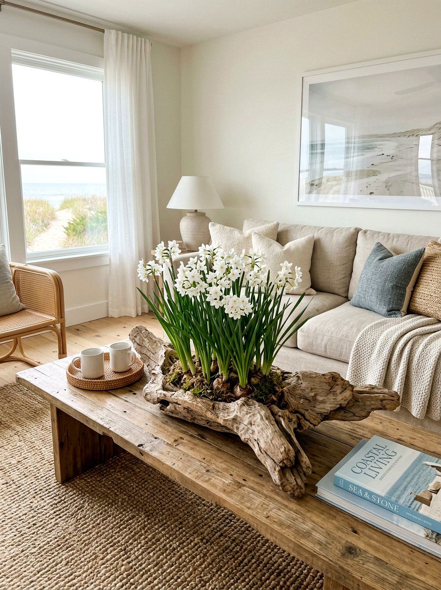 Paperwhites In Driftwood - 25 Spring Forced Bulb Ideas