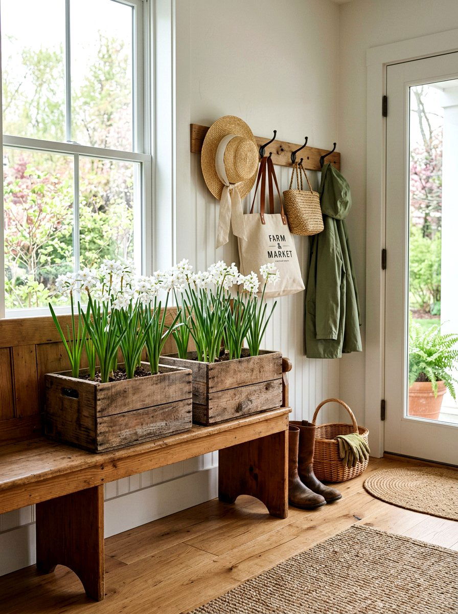 Paperwhites In Wooden Crates - 25 Spring Paperwhite Ideas