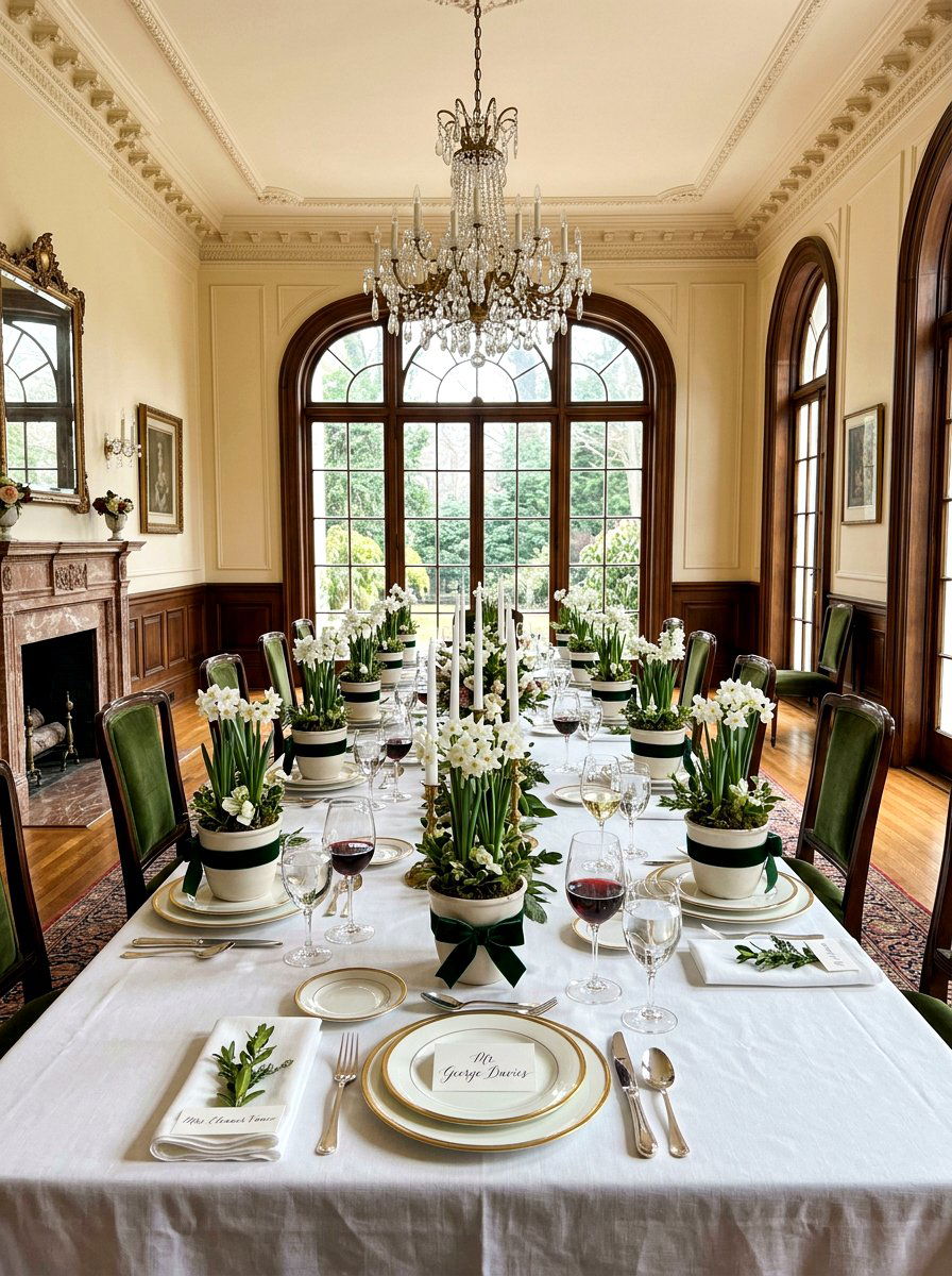 Paperwhites With Green Velvet Ribbon - 25 Spring Paperwhite Ideas