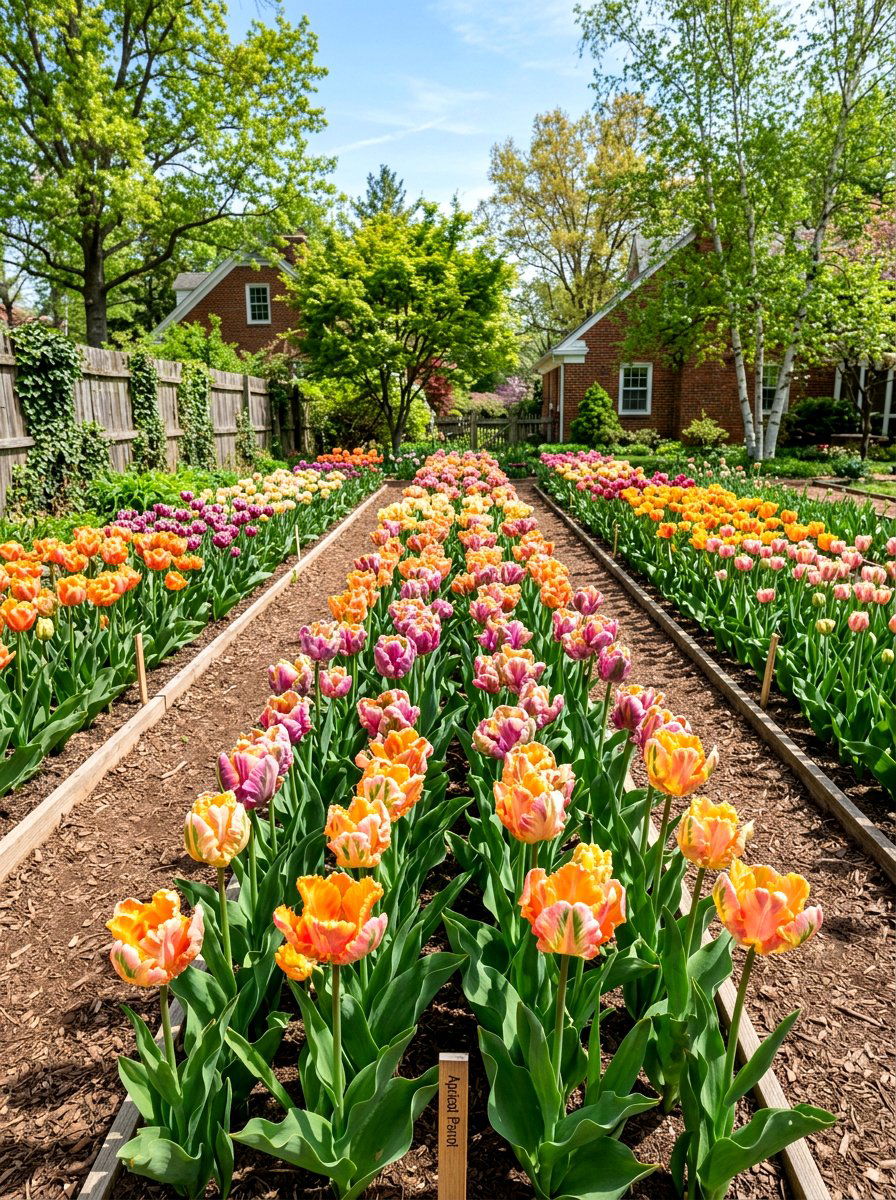 Parrot tulip cutting garden - 25 Spring Bulb Garden Ideas