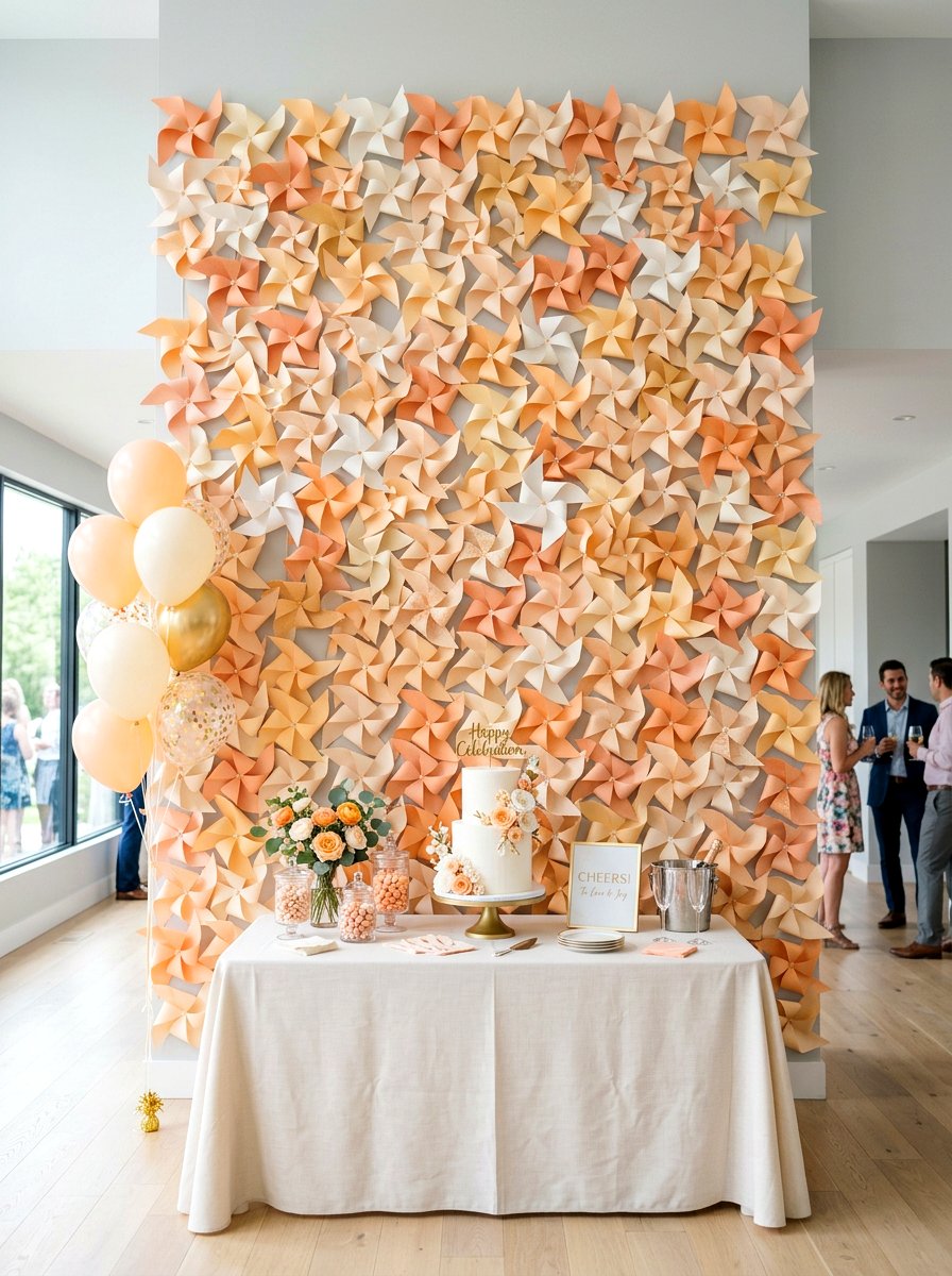 Party Backdrop Pinwheel Wall - 25 Spring Pinwheel Decor Ideas