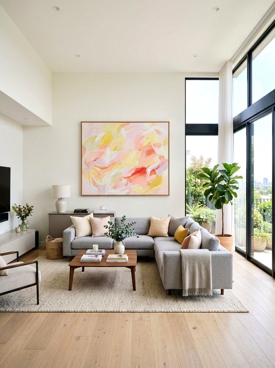 Pastel Abstract Canvas - 25 Spring DIY Wall Art Ideas