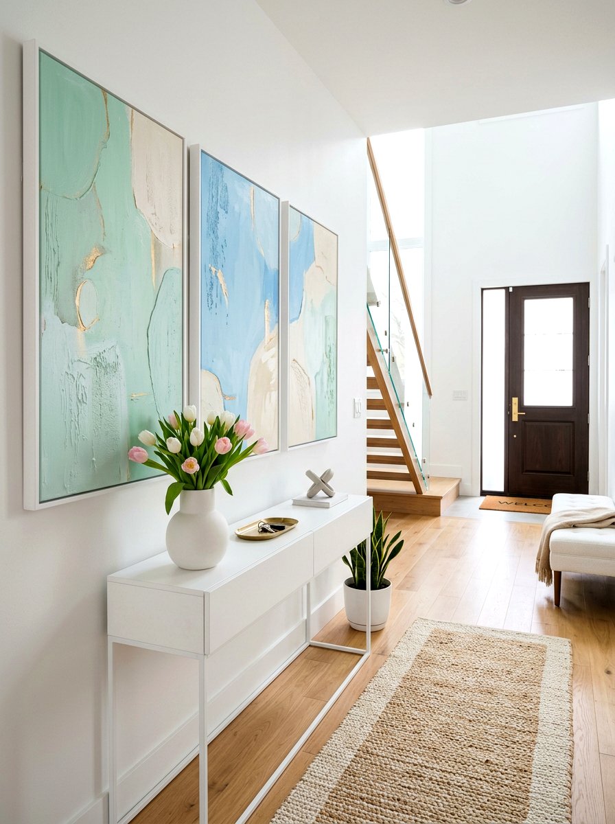 Pastel Abstract Wall Art Entryway - 25 Spring Gallery Wall Ideas
