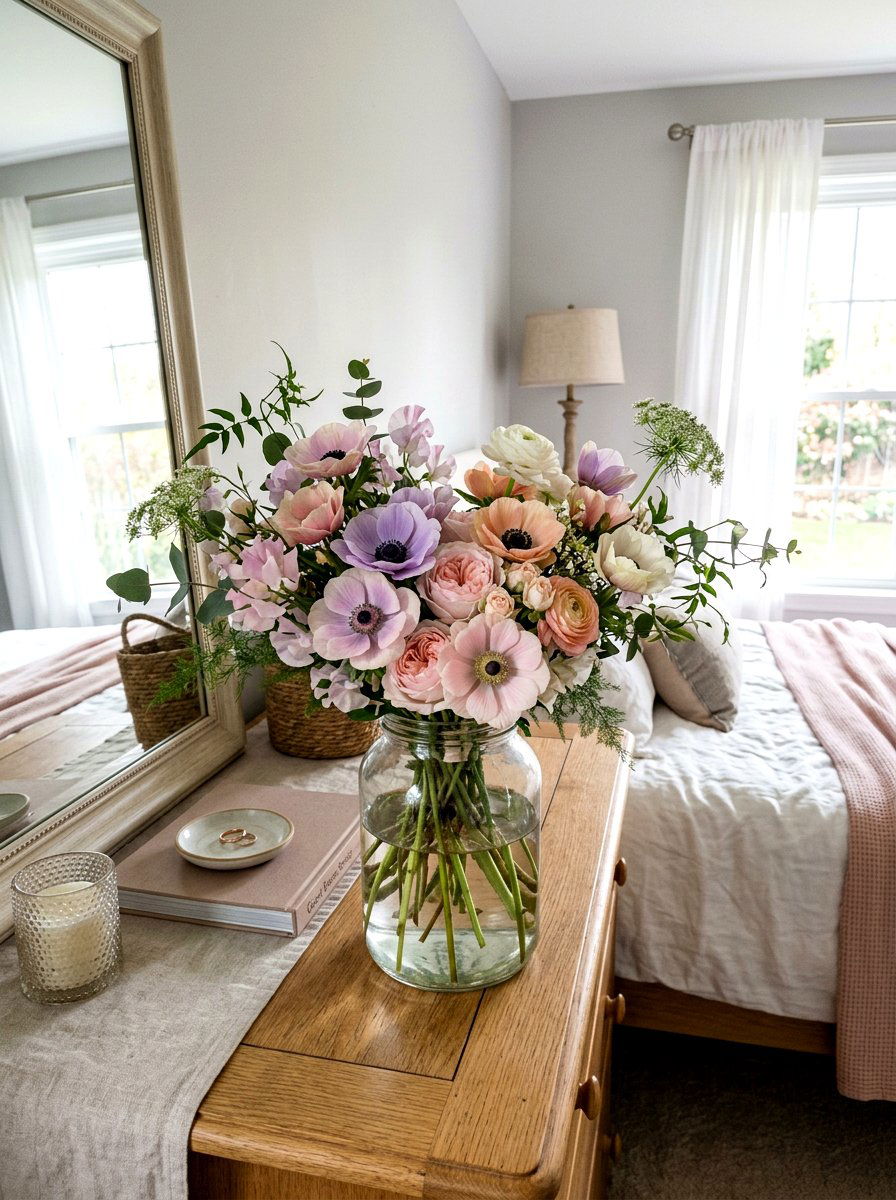 Pastel Anemone Garden Bouquet - 25 Spring Anemone Arrangement Ideas