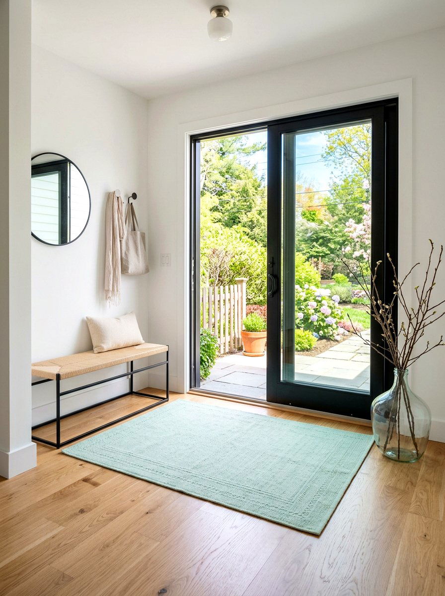 Pastel Area Rug Near Door - 25 Spring Sliding Door Decor Ideas