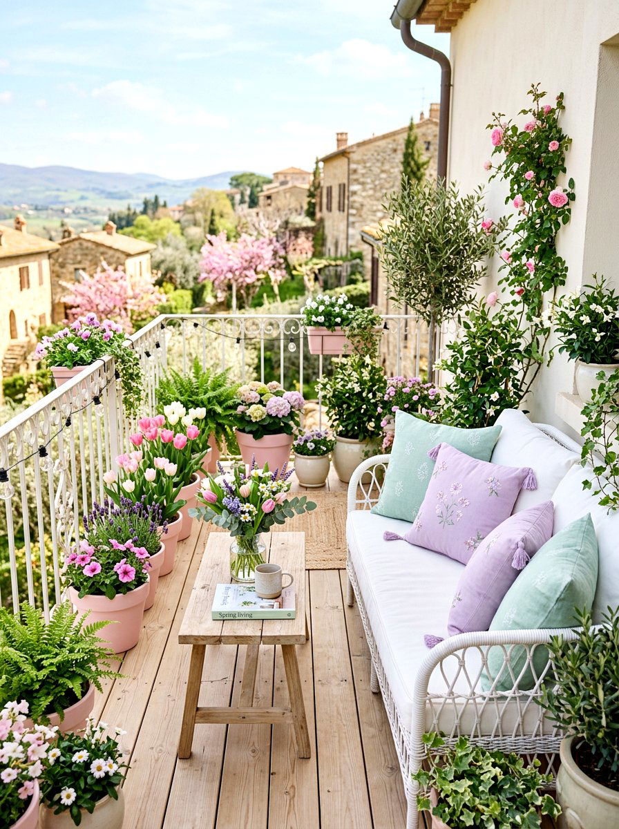 Pastel Balcony Decor - 25 Balcony Spring Decor Ideas