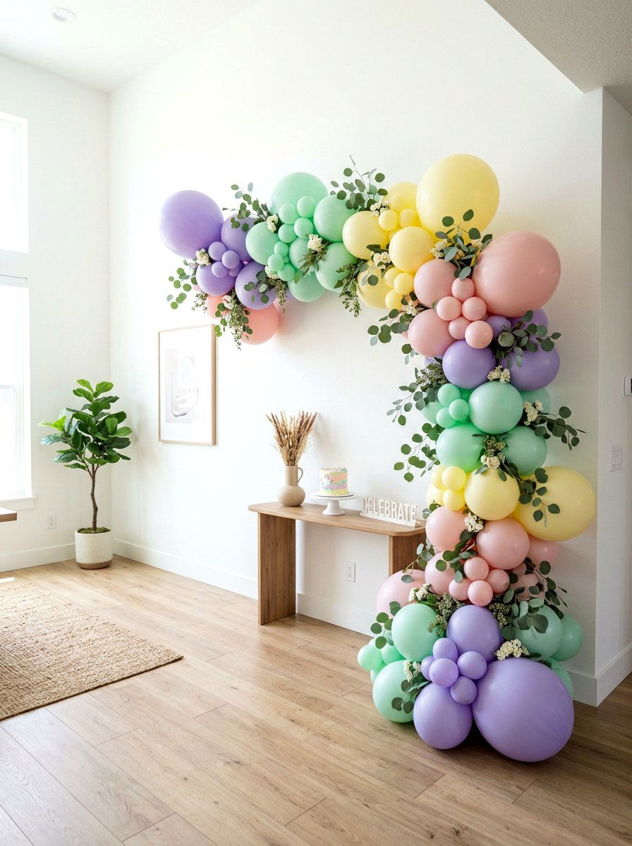 Pastel Balloon Arch - 25 Spring Backdrop Ideas