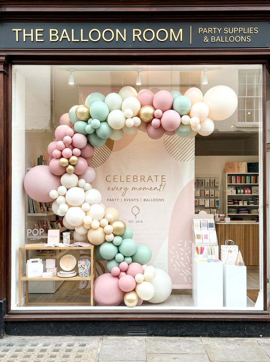 Pastel Balloon Arch - 25 Spring Shop Window Ideas
