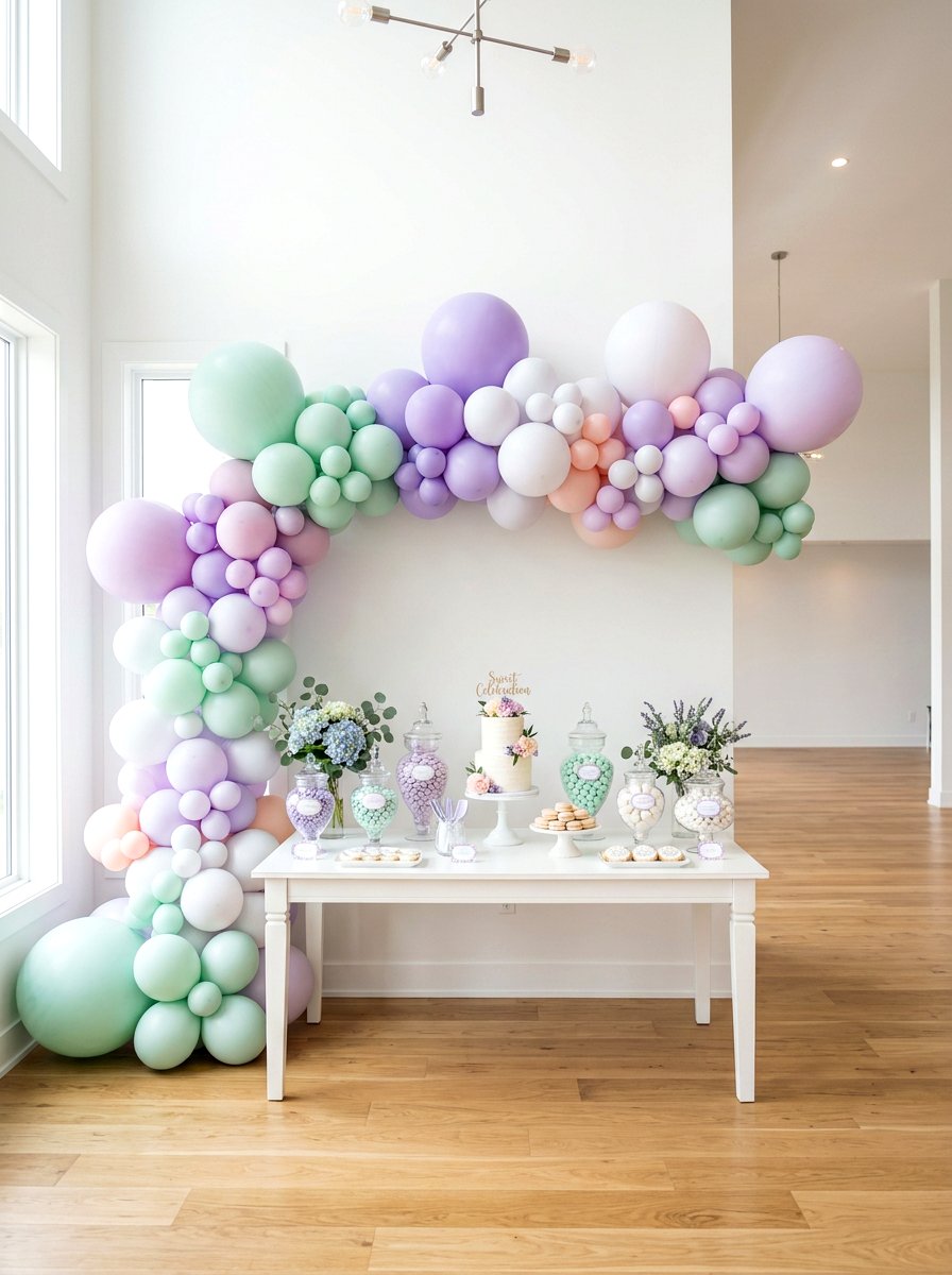 Pastel Balloon Arch - 25 Spring Tea Party Decor Ideas