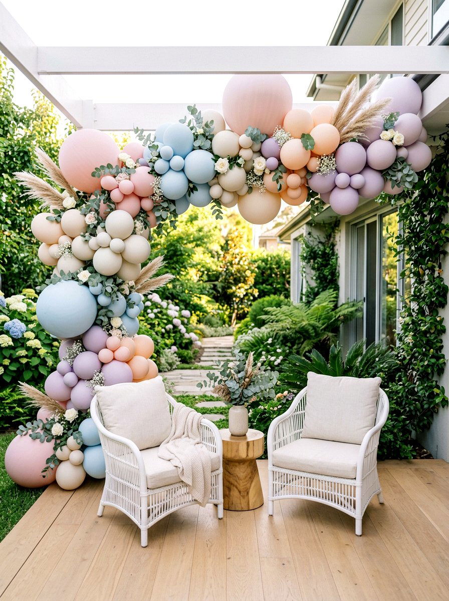 Pastel Balloon Arch - 25 Spring Gender Reveal Decor Ideas