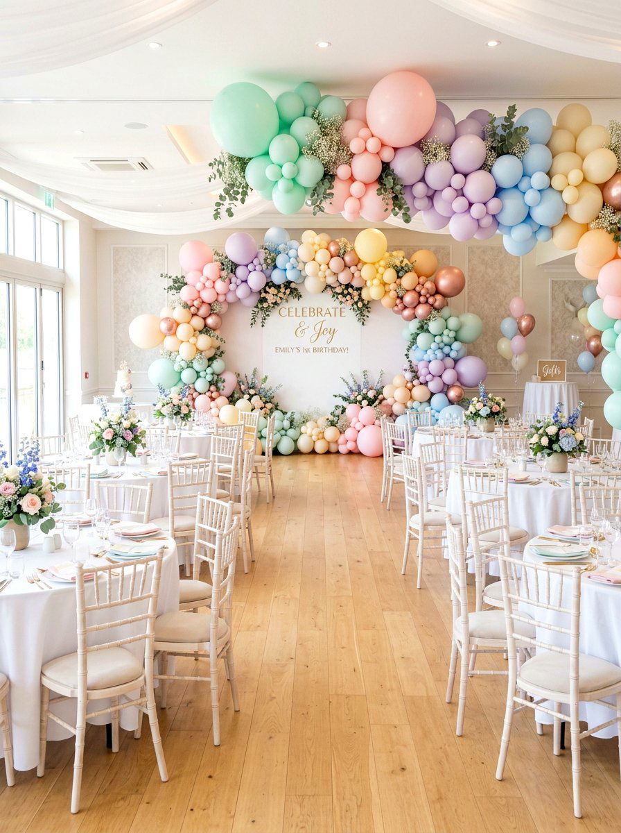 Pastel Balloon Arch - 25 Spring Afternoon Tea Decor Ideas