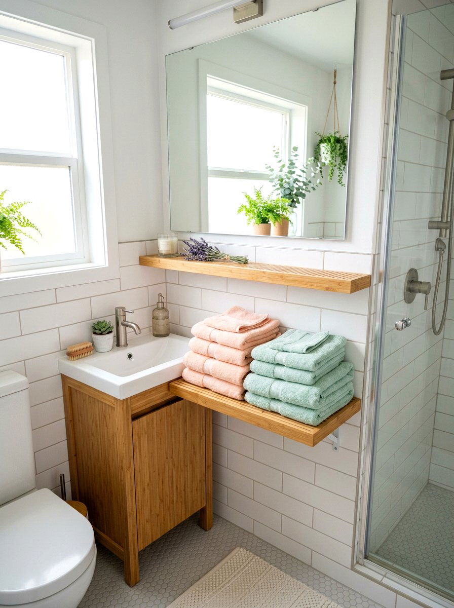 Pastel Bathroom Towels - 25 Spring Tiny Home Decor Ideas