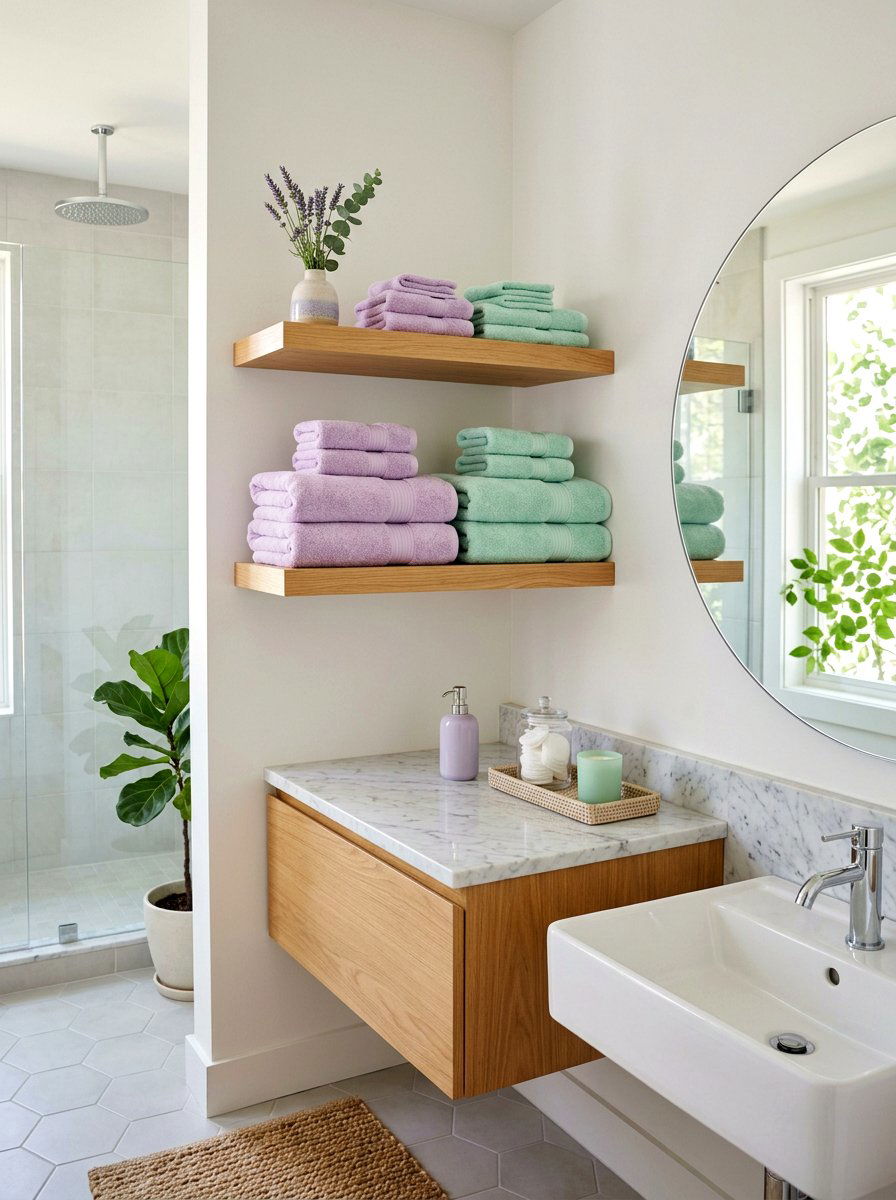 Pastel Bathroom Towels - 25 Spring Bathroom Refresh Ideas